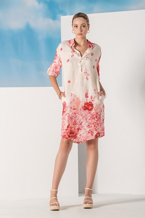 Dress linnen print 100% linnen