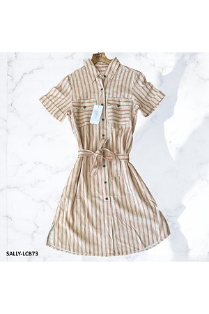 Dress linnen stripes 53% linn, 44% vis, 3% span