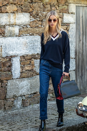 7/8 Denim stretch trousers 98,5%cot 1,5%ela